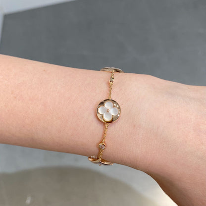 [vivabelle]STAR AND SUN 4 MOTIF WHITE MOP PINK GOLD BRACELET