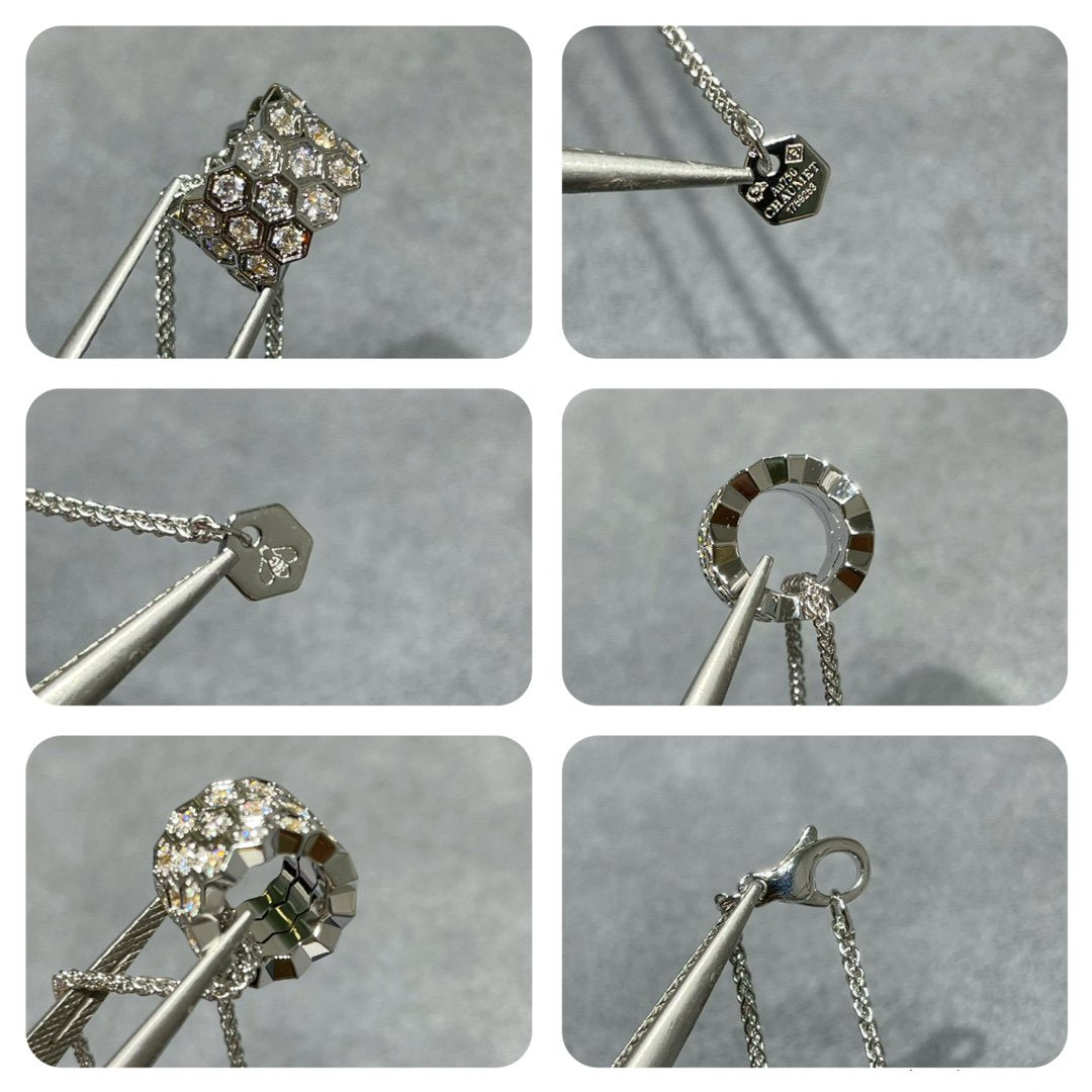 [vivabelle]BEE LOVE DIAMOND PAVED 3 ROW NECKLACE