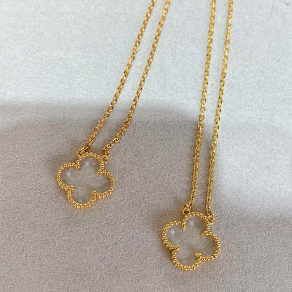 [vivabelle]CLOVER ROCK CRYSTAL ROSE GOLD NECKLACE