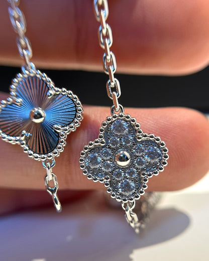 [vivabelle]CLOVER 5 MOTIF SILVER DIAMOND BRACELET