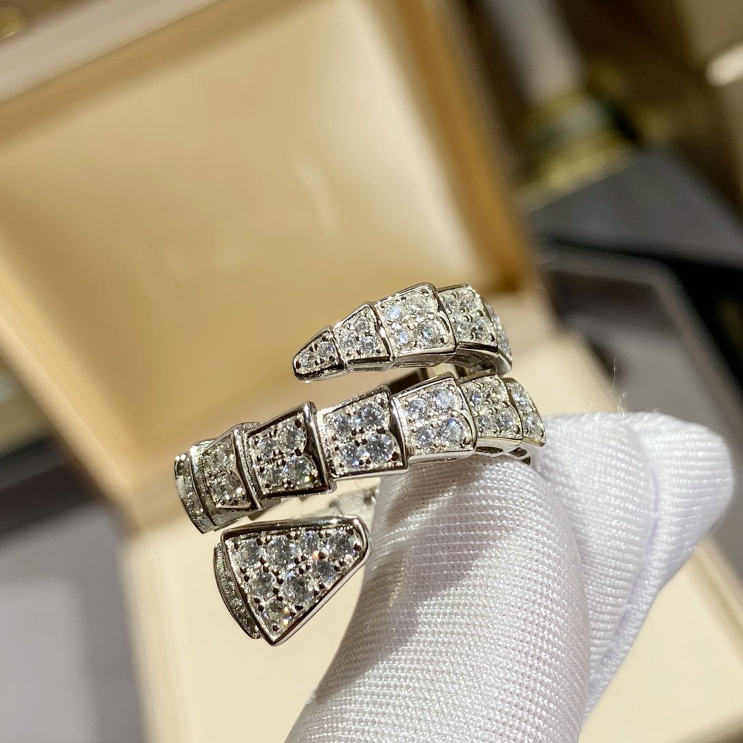 [vivabelle]SERPENTI DOUBLE RING SILVER DIAMOND PAVED