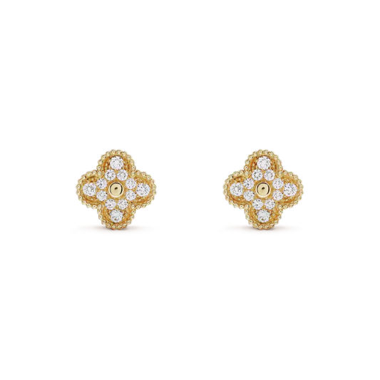 [vivabelle]CLOVER MEDIUM 1 MOTIFS FUll DIAMOND EARRINGS