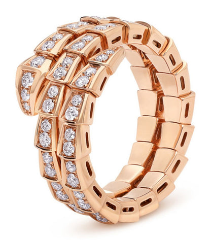 [vivabelle]SERPENTI RING PINK GOLD DIAMOND DOUBLE ROW