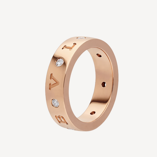 [vivabelle]ZERO 1 ESSENTIAL PINK GOLD BAND WITH DIAMONDS RING