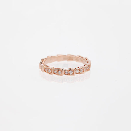 [vivabelle]SERPENTI RING PINK GOLD DIAMOND PAVED 3MM