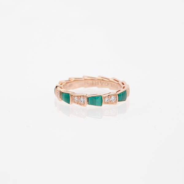 [vivabelle]SERPENTI RING PINK GOLD MALACHITE DIAMOND 3MM
