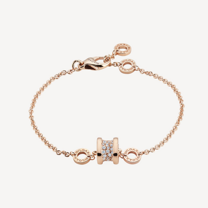 [vivabelle]ZERO 1 SOFT PINK GOLD WITH PAVED DIAMONDS ON THE SPIRAL BRACELET