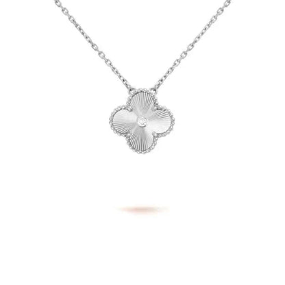 [vivabelle]CLOVER  15MM DIAMOND LASER NECKLACE SILVER