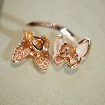 [vivabelle]TWIN BUTTERFLY DIAMOND MOP RING