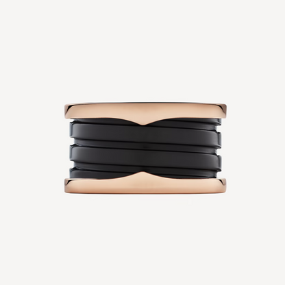 [vivabelle]ZERO 1 FOUR-BAND LOOPS AND BLACK CERAMIC SPIRAL PINK GOLD RING