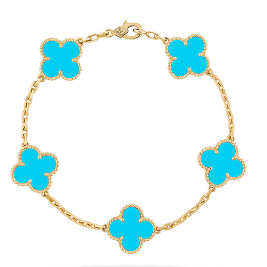 [vivabelle]CLOVER 5 MOTIFS TURQUOISE BRACELET