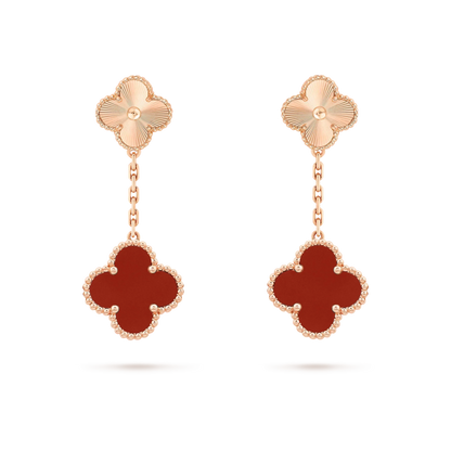 [vivabelle]CLOVER 2 MOTIF  LASER CARNELIAN EARRINGS