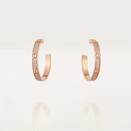 [vivabelle]LOVE DIAMOND PINK GOLD HOOP EARRINGS
