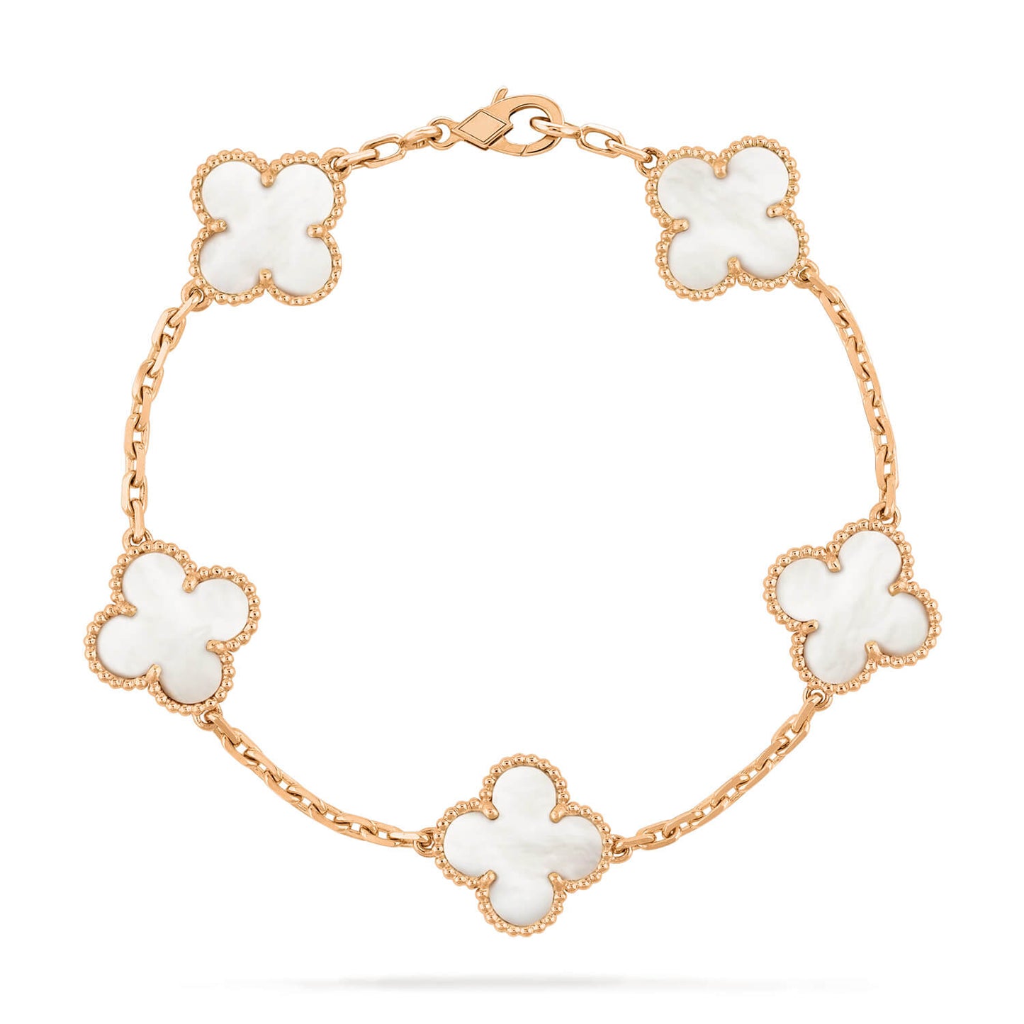 [vivabelle]CLOVER  5 MOTIF WHITE MOP BRACELET