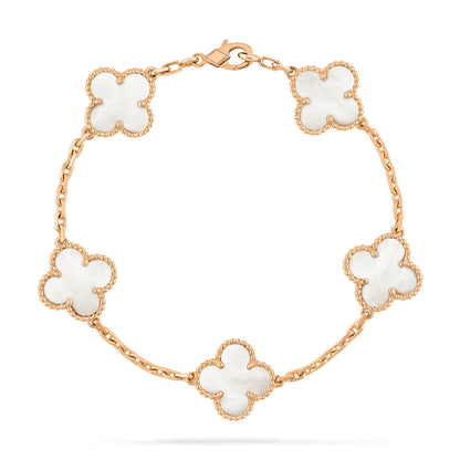 [vivabelle]CLOVER  5 MOTIF WHITE MOP BRACELET