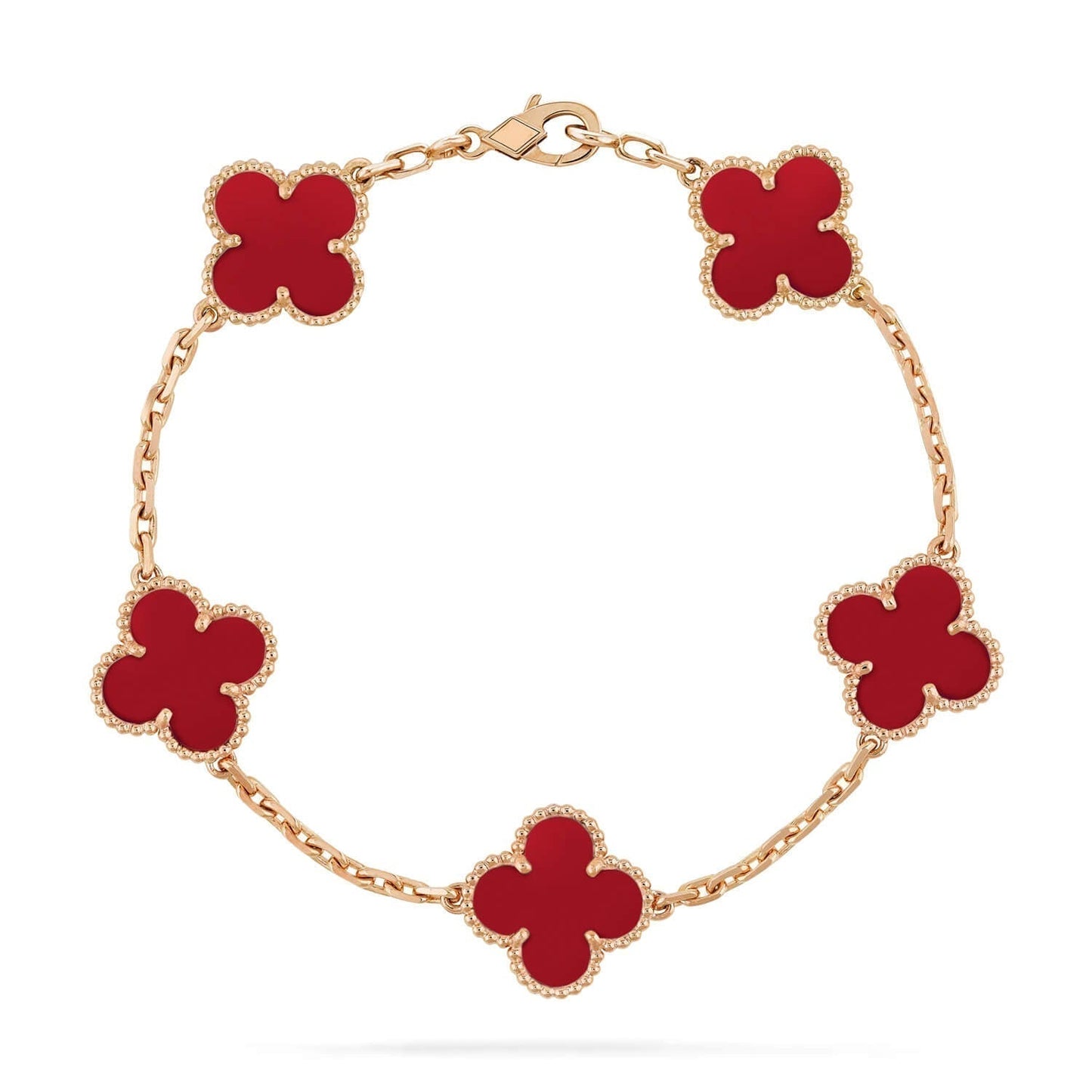 [vivabelle]CLOVER 5 MOTIFS RED AGATE  BRACELET