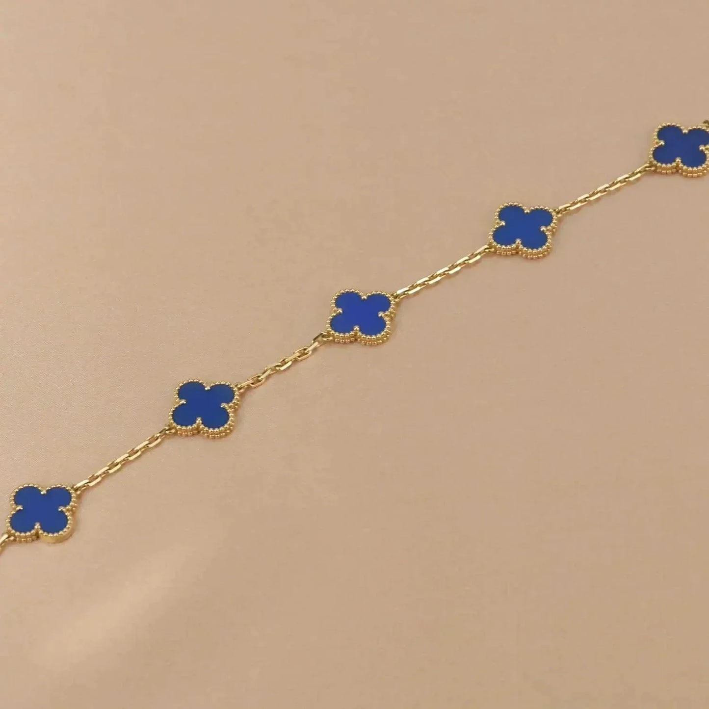 [vivabelle]CLOVER 5 MOTIFS BLUE AGATE BRACELET