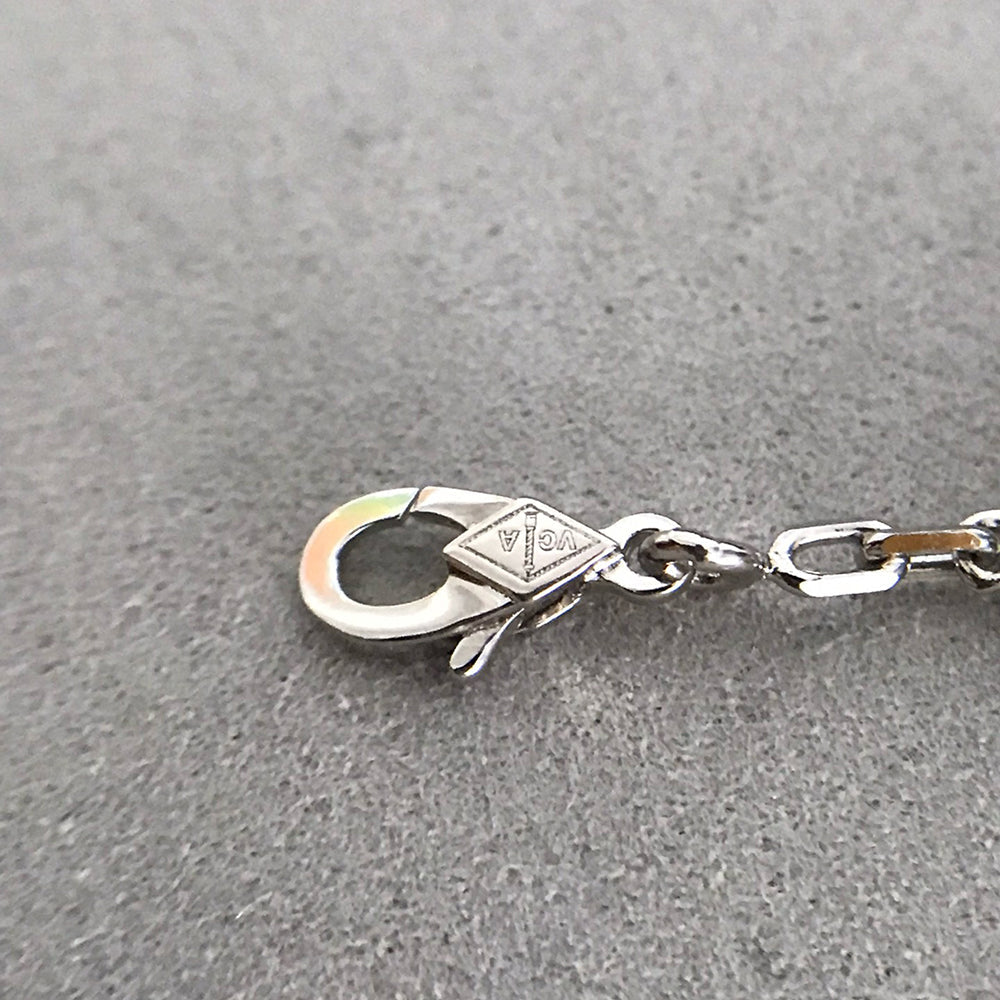 [vivabelle]CLOVER 5 MOTIF ONYXS DIAMOND BRACELET SILVER