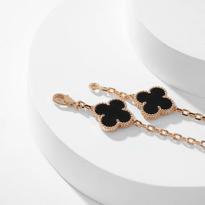 [vivabelle]CLOVER 10 MOTIFS ONYX NECKLACE