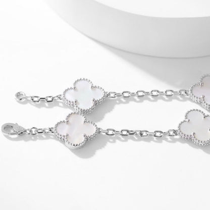 [vivabelle]CLOVER 10 MOTIFS WHITE MOTHER OF PEARL NECKLACE