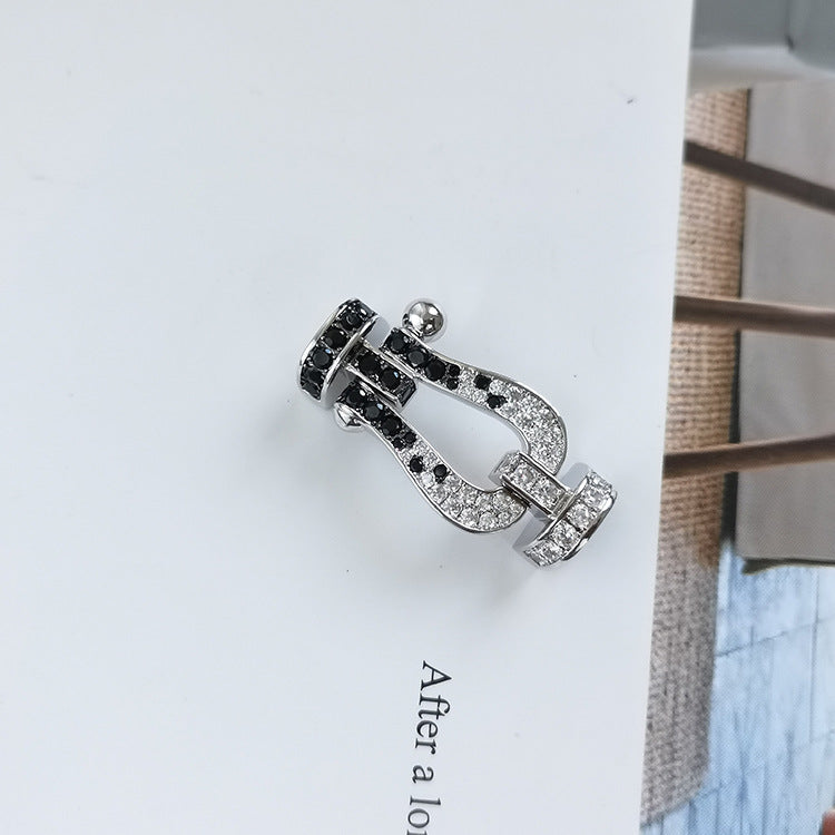 [vivabelle]FORCE LARGE HORSESHOE BLACK WHITE DIAMOND BRACELET ROSE GOLD