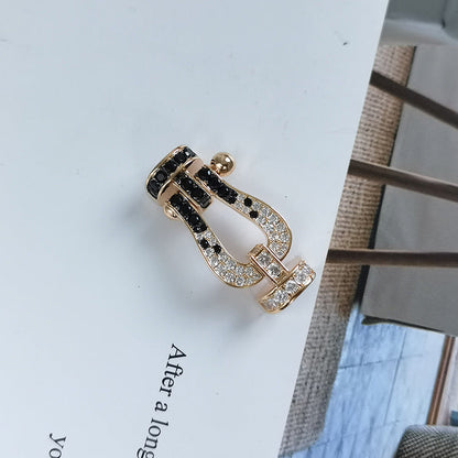 [vivabelle]FORCE LARGE HORSESHOE BLACK WHITE DIAMOND BRACELET ROSE GOLD