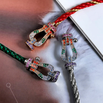 [vivabelle]FORC LARGE HORSESHOE  COLORED DIAMOND BRACELET SILVER