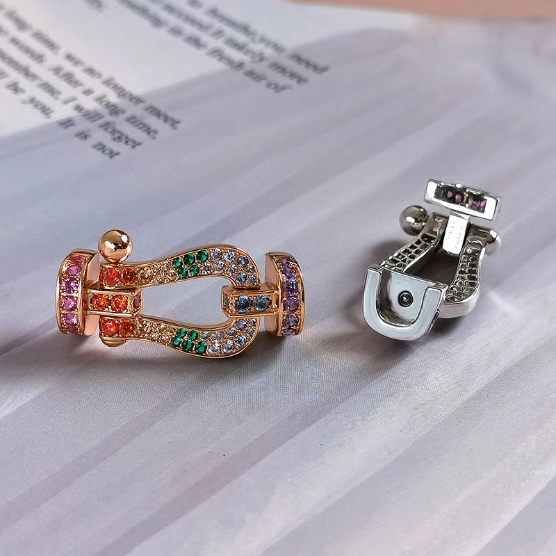 [vivabelle]FORC LARGE HORSESHOE  COLORED DIAMOND BRACELET SILVER