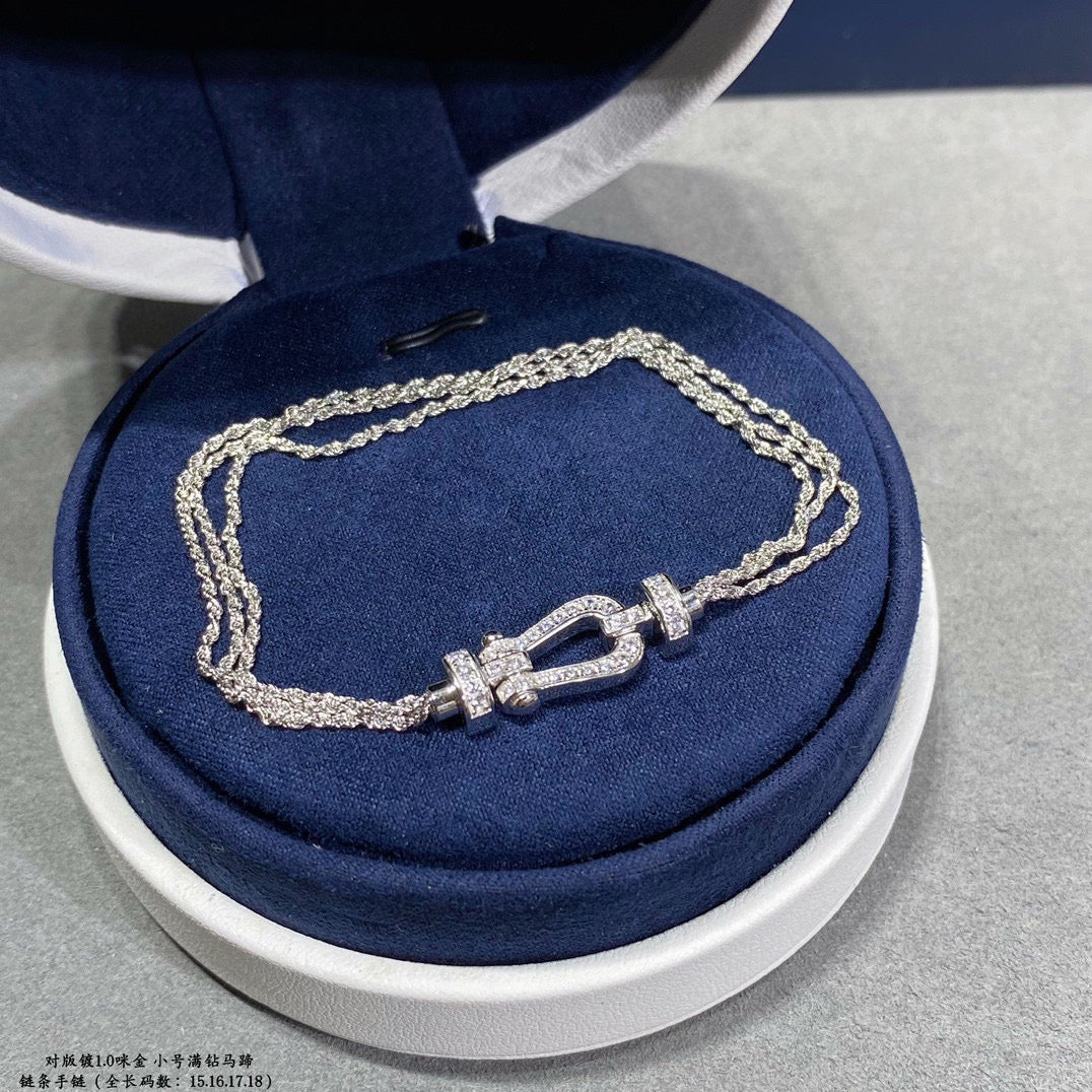 [vivabelle]FORCE SMALL HORSESHOE  DIAMOND CHAIN ROPE BRACELET