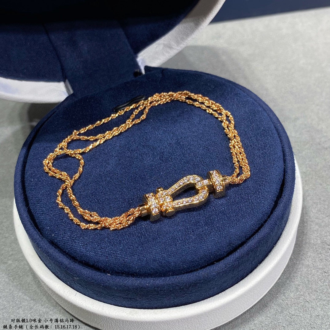 [vivabelle]FORCE SMALL HORSESHOE  DIAMOND CHAIN ROPE BRACELET