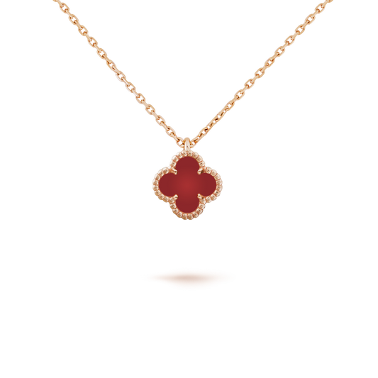 [vivabelle]CLOVER MINI 9.5MM WHITE CARNELIANS NECKLACE