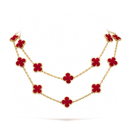 [vivabelle]CLOVER 20 MOTIFS CARNELIAN NECKLACE