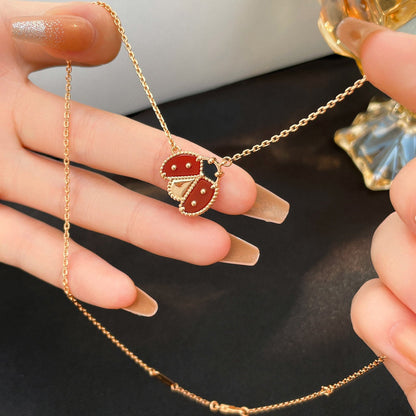 [vivabelle]LUCKY  CARNELIANS LADYBUG NECKLACE