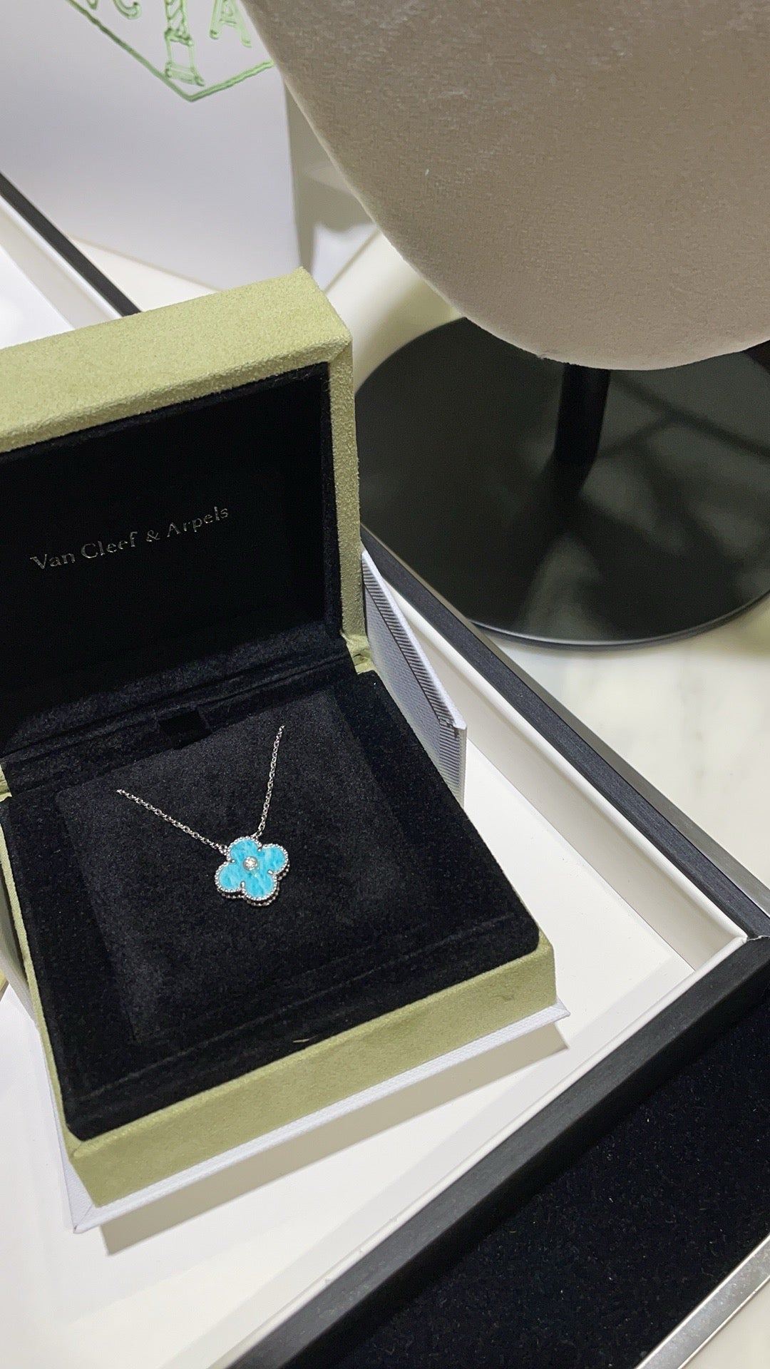 [vivabelle]CLOVER 15MM DIAMOND SVRES PORCELAIN  NECKLACE SILVER