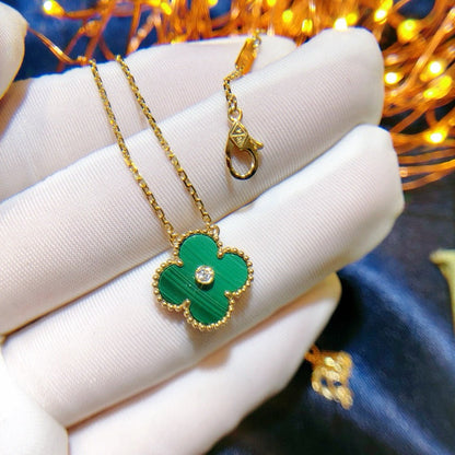 [vivabelle]CLOVER 15MM DIAMOND TURQUOISE NECKLACE