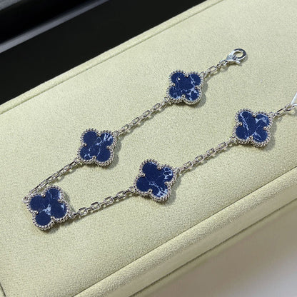 [vivabelle]CLOVER 5 MOTIF PIETERSITE SILVER BRACELET