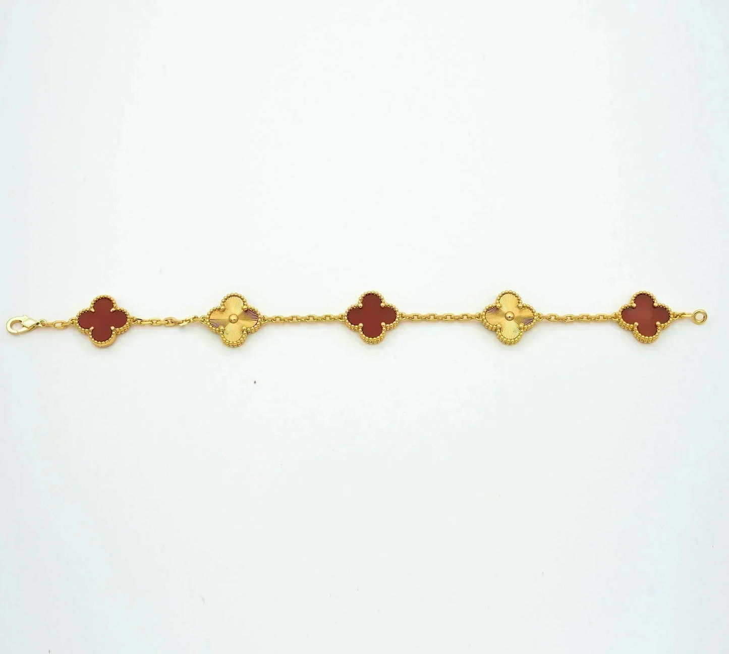 [vivabelle]CLOVER  5 MOTIFS CARNELIAN GOLD BRACELET