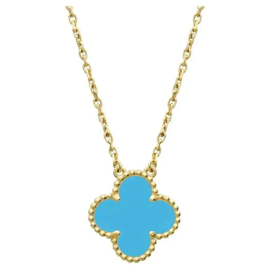 [vivabelle]CLOVER 15MM VINTAGE TURQUOISE NECKLACE