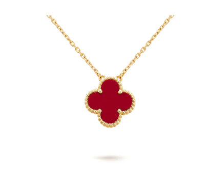 [vivabelle]CLOVER 15MM CARNELIAN SINGLE FLOWER NECKLACE