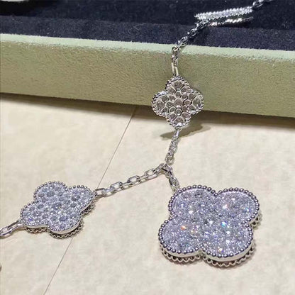 [vivabelle]CLOVER 6 MOTIFS SILVER DIAMOND BRACELET