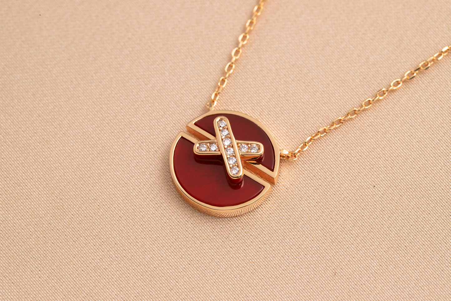[vivabelle]JEUX DE PINK GOLD DIAMOND NECKLACE