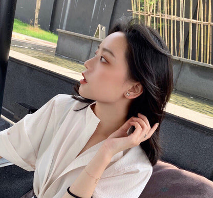 [vivabelle]JEUX DE WHITE MOP ROSE GOLD DIAMOND EARRINGS