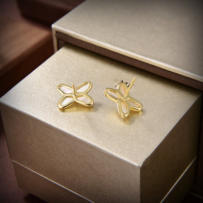 [vivabelle]JEUX DE WHITE MOP GOLD DIAMOND EARRINGS