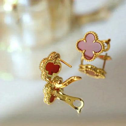 [vivabelle]CLOVER MEDIUM 1 MOTIFS CARNELIAN  EARRINGS