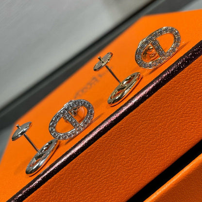 [vivabelle]HM FULL DIAMOND PIG NOSE STUD EARRINGS