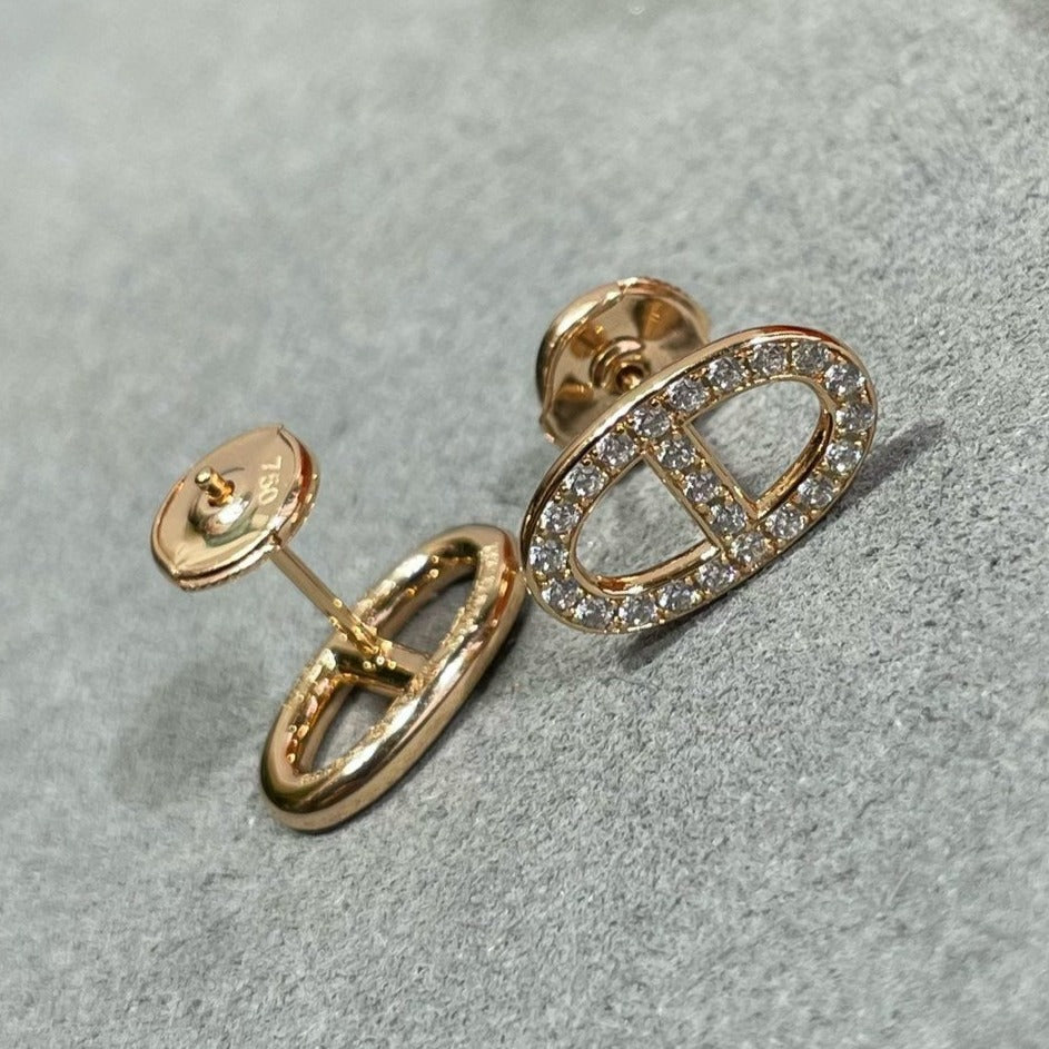 [vivabelle]HM FULL DIAMOND PIG NOSE STUD EARRINGS