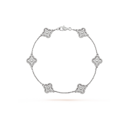 [vivabelle]CLOVER 6 MOTIF SILVER DIAMOND BRACELET