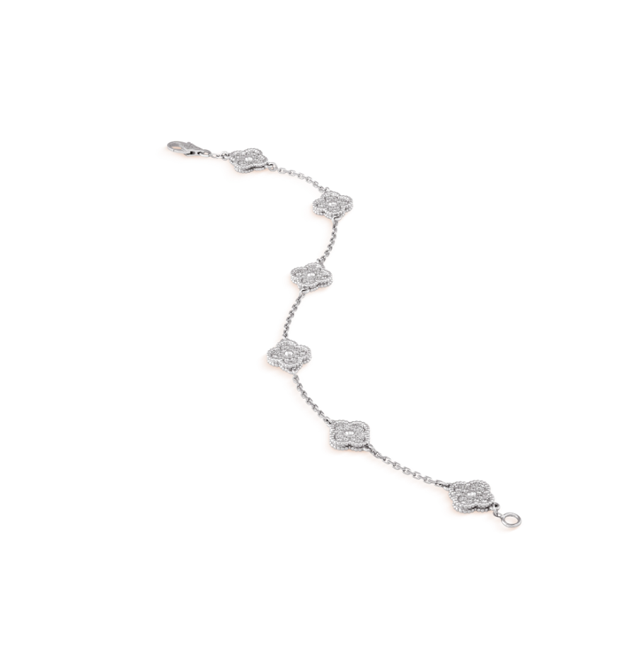 [vivabelle]CLOVER 6 MOTIF SILVER DIAMOND BRACELET