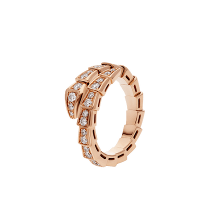 [vivabelle]SERPENTI RING PINK GOLD DIAMOND PAVED 4MM