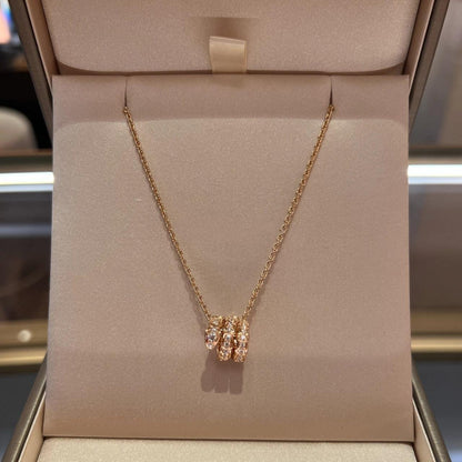 [vivabelle]SERPENTI PINK GOLD NECKLACE DOUBLE RING DIAMOND